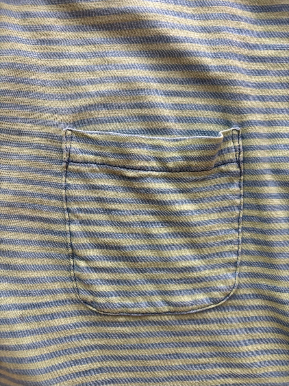 Faherty Polo - Striped Yellow and Light Blue, single pocket